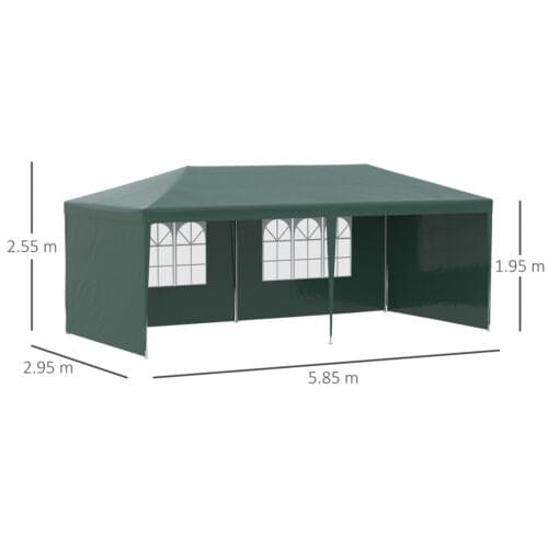 Image of an Outsunny 6x3 Gazebo With Sides, Dark Green