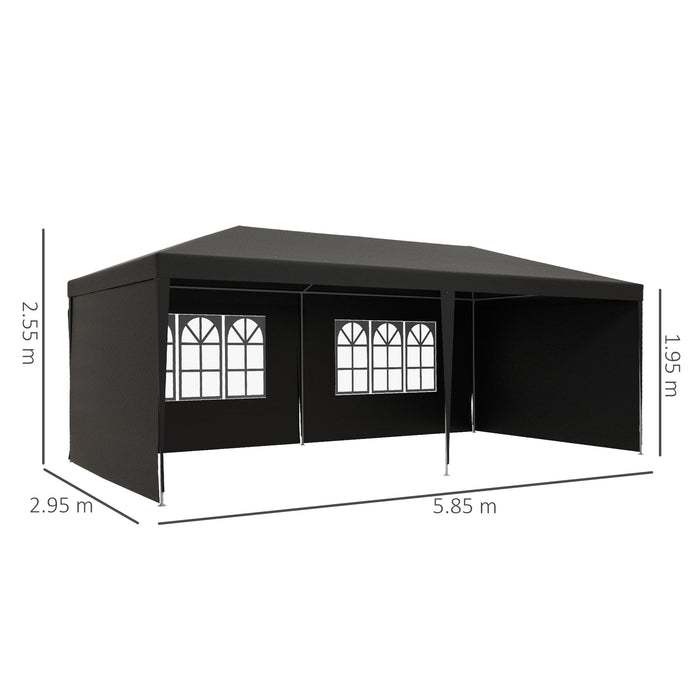 Image of an Outsunny 6m x 3m Gazebo With Sides, Dark Grey