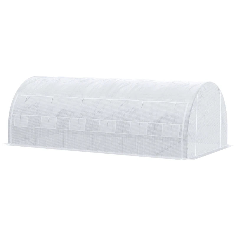 Image of a 6m by 3m white poly tunnel garden greenhouse