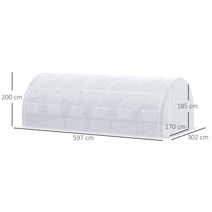 Image of a 6m by 3m white poly tunnel garden greenhouse
