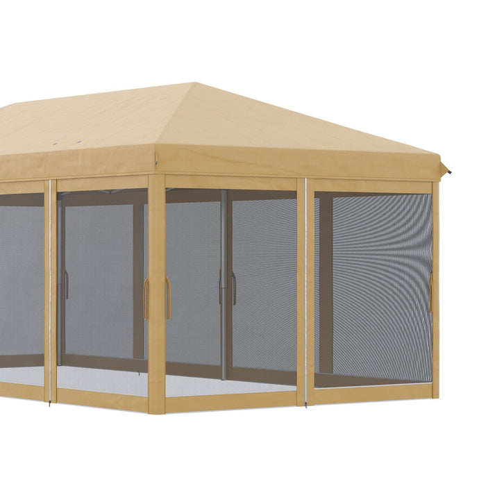 Image of an Outsunny 6x3 Pop Up Gazebo With Mesh Sides, Beige