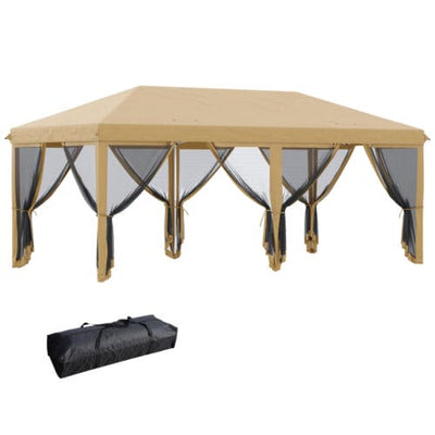 Image of an Outsunny 6x3 Pop Up Gazebo With Mesh Sides, Beige