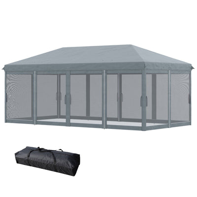 Image of an Outsunny 6 x 3 Pop Up Gazebo With Mesh Sides, Dark Grey