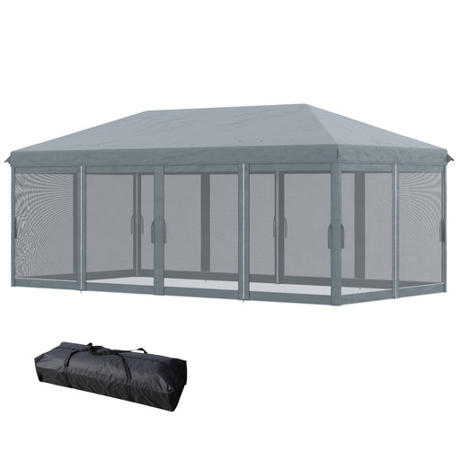 Image of an Outsunny 6 x 3 Pop Up Gazebo With Mesh Sides, Dark Grey