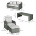 Image of an Outsunny 7 Seater Rattan Garden Furniture Set With Coffee Table Footstools and Reclining Armchairs Grey Rattan and Light Grey Cushions