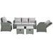 Image of an Outsunny 7 Seater Rattan Garden Furniture Set With Coffee Table Footstools and Reclining Armchairs Grey Rattan and Light Grey Cushions