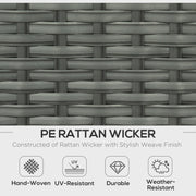 Image of an Outsunny 7 Seater Rattan Garden Furniture Set With Coffee Table Footstools and Reclining Armchairs Grey Rattan and Light Grey Cushions