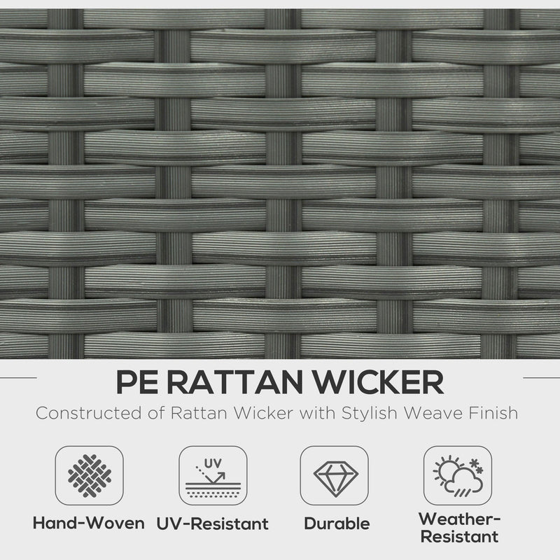 Image of an Outsunny 7 Seater Rattan Garden Furniture Set With Coffee Table Footstools and Reclining Armchairs Grey Rattan and Light Grey Cushions