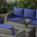 Image of an Outsunny Rattan Patio Furniture Set With Storage Box, Mixed Grey With Navy Cushions