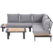 Image of an Outsunny Aluminium L Shaped Garden Sofa Set, Grey 