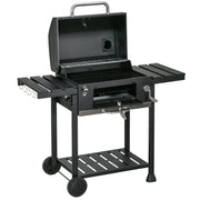 Image of a Charcoal Barbecue Grill With Side Shelves