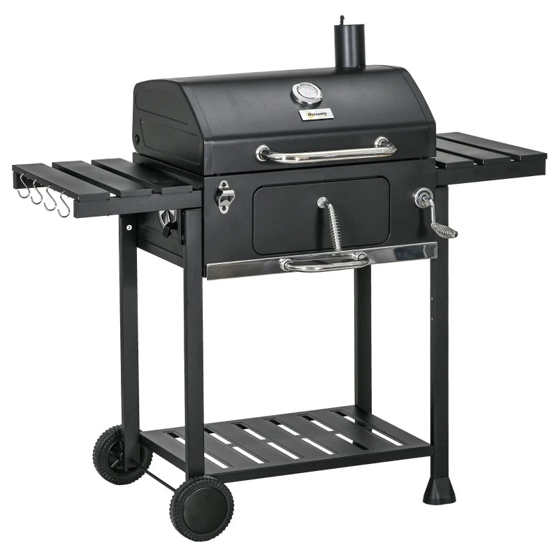Image of a Charcoal Barbecue Grill With Side Shelves