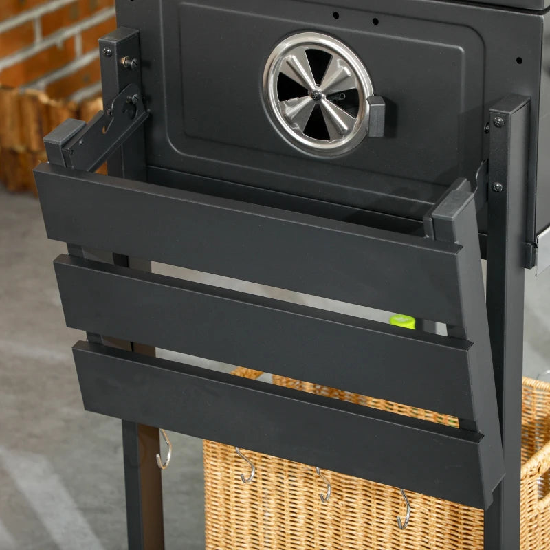 Image of a Charcoal Barbecue Grill With Side Shelves