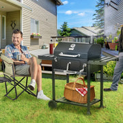 Image of a Charcoal Barbecue Grill With Side Shelves