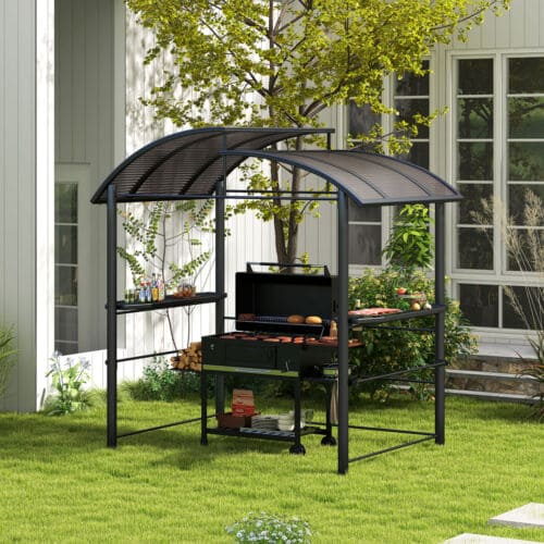 Image of an Outsunny Barbecue Canopy With Polycarbonate Roof, Grey