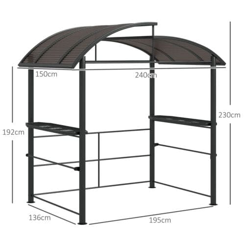 Image of an Outsunny Barbecue Canopy With Polycarbonate Roof, Grey