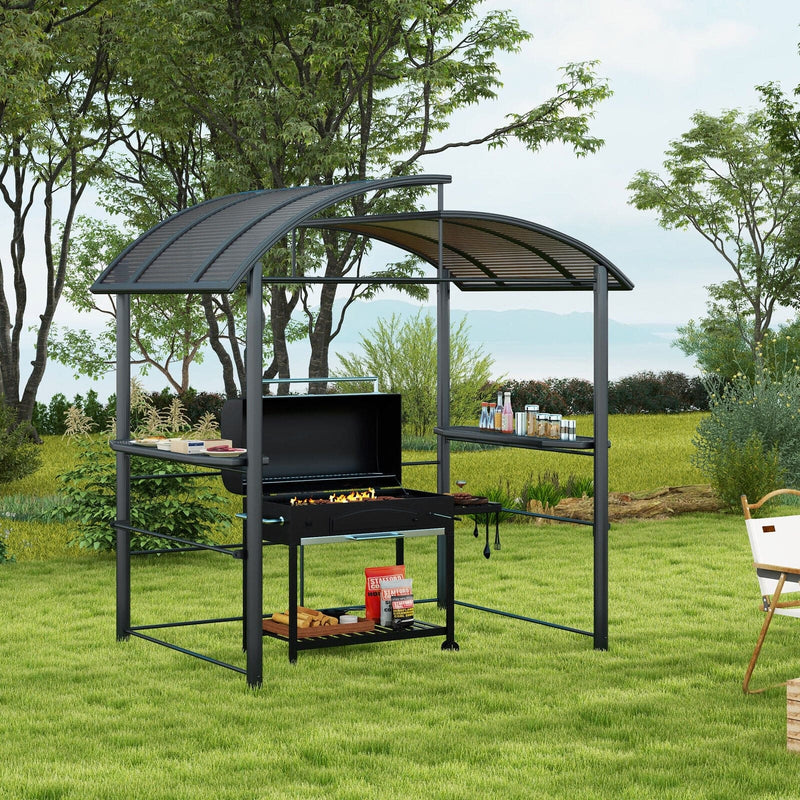 Image of an Outsunny Barbecue Canopy With Polycarbonate Roof, Grey