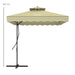 Image of a Beige Square Cantilever Parasol With Scalloped Edges And a Double Top Roof 