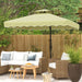 Image of a Beige Square Cantilever Parasol With Scalloped Edges And a Double Top Roof 