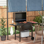Image of a Charcoal BBQ Grill With Smoker And Side Shelves 