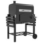 Image of a Charcoal BBQ Grill With Smoker And Side Shelves 