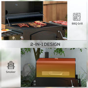 Image of a Charcoal BBQ Grill With Smoker And Side Shelves 