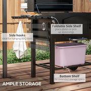 Image of a Charcoal BBQ Grill With Smoker And Side Shelves 