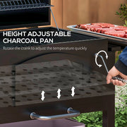 Image of a Charcoal BBQ Grill With Smoker And Side Shelves