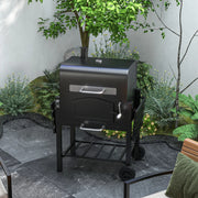 Image of a Charcoal BBQ Grill With Smoker And Side Shelves 