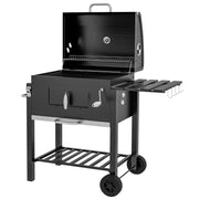 Image of a Charcoal BBQ With Smoker on Wheels, Black