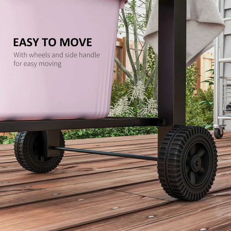 Image of a Charcoal BBQ With Smoker on Wheels, Black