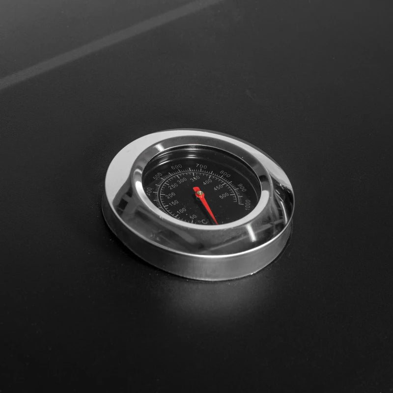 Image of a Charcoal BBQ With Smoker on Wheels, Black