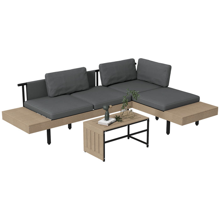 Image of an Outsunny Corner Garden Sofa Set With Table