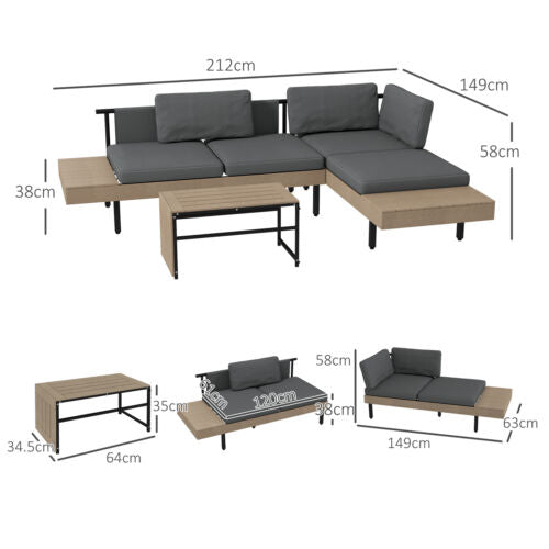 Image of an Outsunny Corner Garden Sofa Set With Table