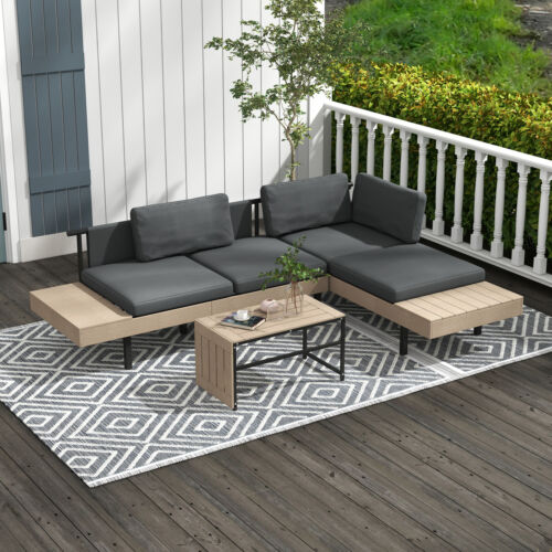 Image of an Outsunny Corner Garden Sofa Set With Table