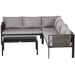 Image of an Outsunny Corner Sofa Patio Set With Tempered Glass Table, Grey