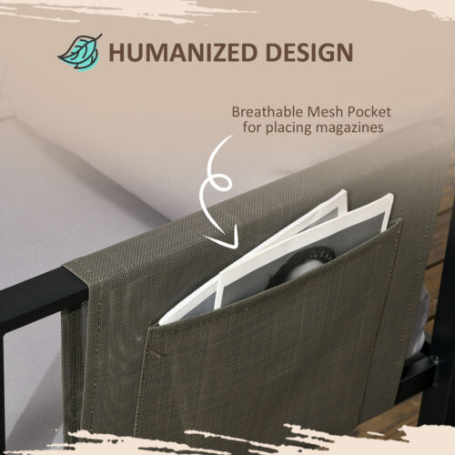 Image of an Outsunny Corner Sofa Patio Set With Tempered Glass Table, Grey