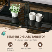 Image of an Outsunny Corner Sofa Patio Set With Tempered Glass Table, Grey