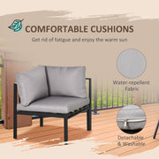 Image of an Outsunny Corner Sofa Patio Set With Tempered Glass Table, Grey