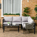 Image of an Outsunny Corner Sofa Patio Set With Tempered Glass Table, Grey
