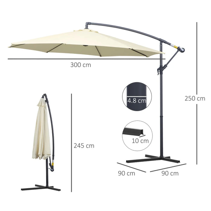 Image of a cream cantilever parasol