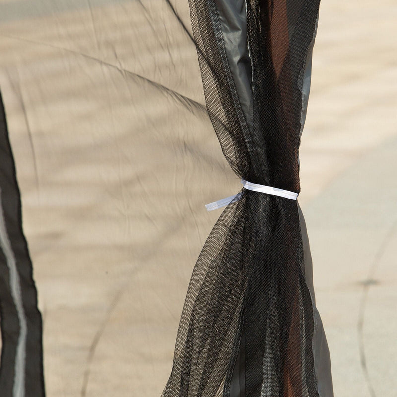 Image of an Outsunny Deluxe Pop Up Garden Gazebo With Mesh Sides, Dark Grey