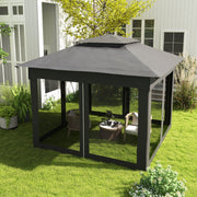 Image of an Outsunny Deluxe Pop Up Garden Gazebo With Mesh Sides, Dark Grey