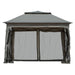 Image of an Outsunny Deluxe Pop Up Garden Gazebo With Mesh Sides, Dark Grey