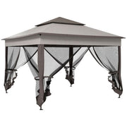 Image of an Outsunny Deluxe 3m x 3m Pop Up Garden Gazebo With Mesh Sides, Light Grey