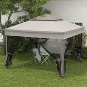 Image of an Outsunny Deluxe 3m x 3m Pop Up Garden Gazebo With Mesh Sides, Light Grey