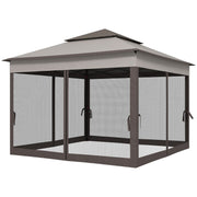 Image of an Outsunny Deluxe 3m x 3m Pop Up Garden Gazebo With Mesh Sides, Light Grey