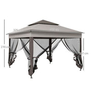 Image of an Outsunny Deluxe 3m x 3m Pop Up Garden Gazebo With Mesh Sides, Light Grey