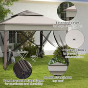 Image of an Outsunny Deluxe 3m x 3m Pop Up Garden Gazebo With Mesh Sides, Light Grey