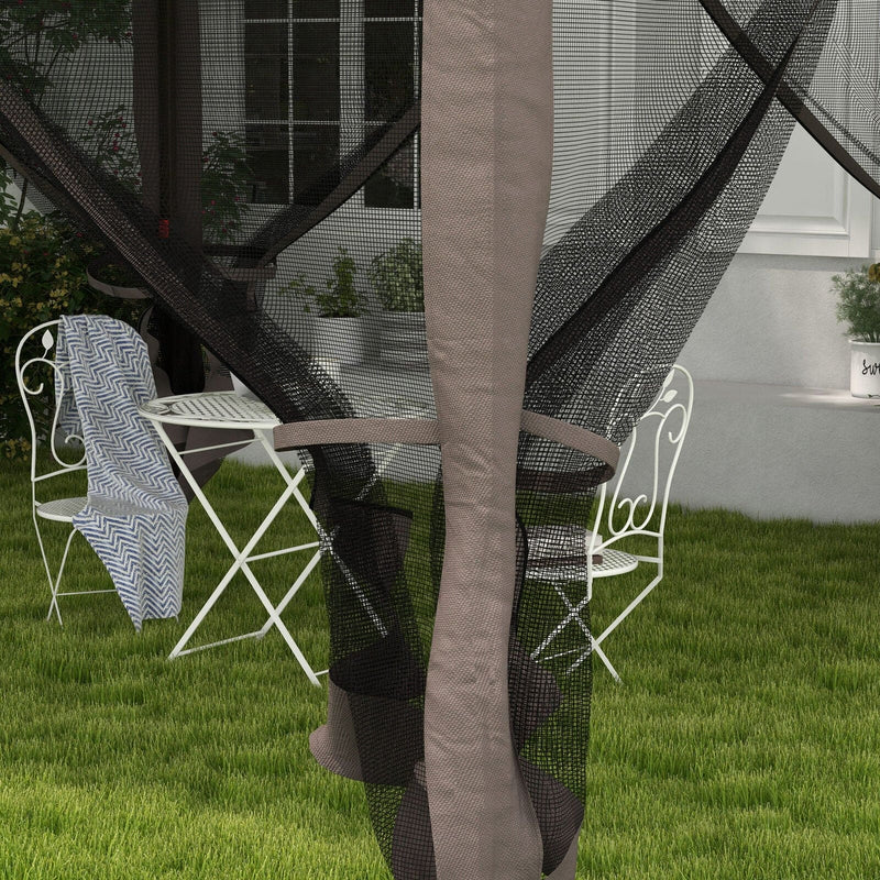 Image of an Outsunny Deluxe 3m x 3m Pop Up Garden Gazebo With Mesh Sides, Light Grey